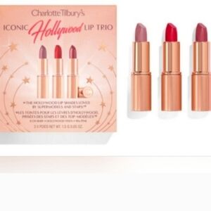Charlotte Tilbury Iconic Hollywood Lip Trio, 3 Piece Travel Size Lipsticks NIB